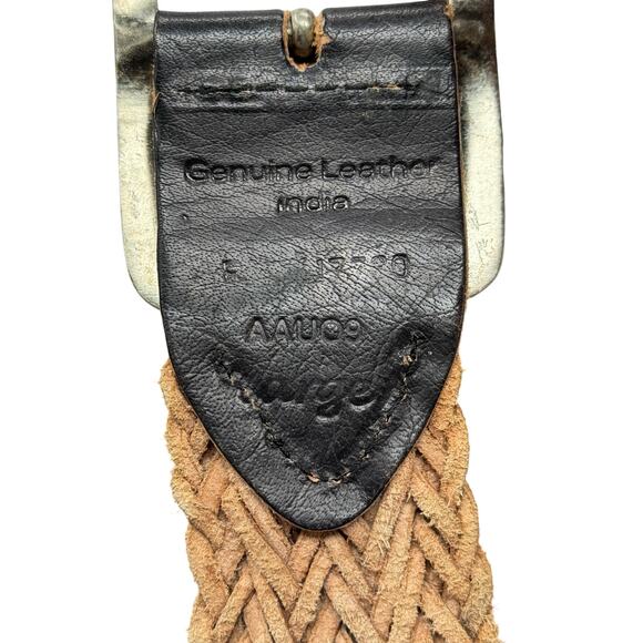 Woven Leather Belt SZ Large Womens Black Boho Rustic Vintage Distressed Medieval main image 7